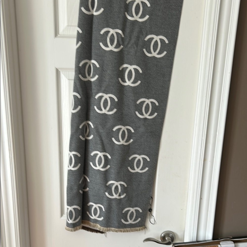 Gray and White Logo Scarf